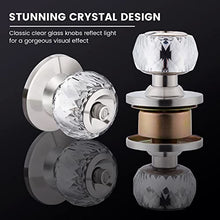 Load image into Gallery viewer, LOQRON Crystal Door Knobs with Lock and Keys, Glass Door Knobs with Privacy Lock, Luxurious Diamond Door Knob, Classic Interior Glass Door Knobs for Bedroom Bathroom Closet – Stain Nickel, 1 Pack
