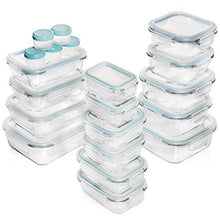 Load image into Gallery viewer, Razab 35 Pc Set Glass Food Storage Containers with Lids - Glass Meal Prep Containers Airtight Glass Bento Boxes BPA-Free 100% Leak Proof (15 lids,15 glass & 5 Plastic Sauce/Dip Containers)
