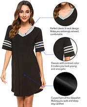 Load image into Gallery viewer, WiWi Soft Bamboo Pajamas Short Sleeves Nightgown Comfy Sleepshirts Boyfriend Sleepwear Plus Size Nightshirt S-4X, Black, XX-Large