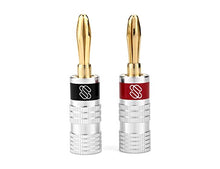 Load image into Gallery viewer, Sewell Silverback Banana Plugs, 24k Gold Dual Screw Lock Speaker Connector, 12 Pairs