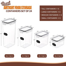 Load image into Gallery viewer, Airtight Food Storage Containers Set with Lids - 24 PCS, BPA Free Kitchen and Pantry Organization, PRAKI Plastic Leak-proof Canisters for Cereal Flour & Sugar - Labels & Marker, Black