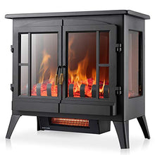 Load image into Gallery viewer, Xbeauty Electric Fireplace Stove, Freestanding Fireplace Heater with Realistic Flame, Indoor Electric Stove Heater, Portable, Infrared, Thermostat, Overheating Safety System, 1000W/1500W(23 Inch)