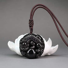 Load image into Gallery viewer, AmorWing Rainbow Obsidian Pixiu Chinese Totem Animal Stone Pendant Mala Necklace
