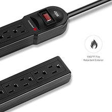 Load image into Gallery viewer, KMC 6-Outlet Surge Protector Power Strip 2-Pack, 900 Joule, 4-Foot Cord, Overload Protection, Black
