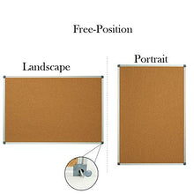 Load image into Gallery viewer, Lockways Cork Board Bulletin Board, Double Sided Corkboard 36 x 24 Inch, Notice Board 3 x 2, Silver Aluminium Frame