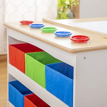 Load image into Gallery viewer, Guidecraft Arts and Crafts Center: Kids Activity Table and Drawing Desk with Stools, Storage Bins, Paper Roller and Paint Cups - Children's Wooden Learning Furniture