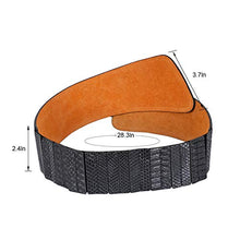 Load image into Gallery viewer, JASGOOD Wide Elastic Stretch Waist Belt Women's Adjustable Fashion Snake Pattern Dress Belt(Black,Suit Waist 25-28 Inch)