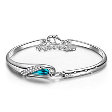 Load image into Gallery viewer, QIANSE Mothers Day Bracelets Gifts for Her for Women Bangle Bracelets Blue Swarovski Crystal White Gold Plated Bracelet Jewelry for Birthday Gift for Girlfriend Daughter Wife Girlfriend Girls