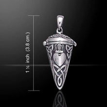 Load image into Gallery viewer, Celtic Knot Claddagh Perfume Vial - Poison Jar - Urn Pendulum Pendant w/ 18" Necklace - Sterling Silver