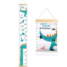 Load image into Gallery viewer, Outivity Growth Chart for Kids, Height Chart for Kids/Boys/Girls/Baby, Canvas & Wooden, Removable Growth Height Chart, Wall Room Decor - Dinosaur
