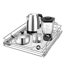 Load image into Gallery viewer, Pull Out Cabinet Organizer, Tksrn Heavy Duty Slide Out Pantry Shelves Sliding Drawer Storage For Kitchen, Bathroom, Home, 12.4" W x 16.5" D, Wire Frame, Chrome Finish
