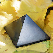 Load image into Gallery viewer, Polished Shungite Pyramid 4 Inches, Contains Carbon Fullerenes for EMF Protection | Authentic Anti-Radiation Shungite Stone Figures from Karelia, Russia | 4 Inch Pyramid, Polished