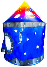 Load image into Gallery viewer, Rocket Ship Play Tent Playhouse | Unique Space and Planet Design for Indoor and Outdoor Fun, Imaginative Games & Gift | Foldable Playhouse Toy + Carry Bag for Boys & Girls | by Imagenius Toys