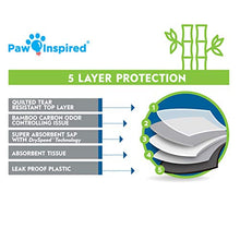 Load image into Gallery viewer, Paw Inspired Disposable Guinea Pig Cage Liners | Bamboo Charcoal Odor Controlling | Super Absorbent Liners Pee Pads for Ferrets, Rabbits, Hamsters, and Small Animals (17” x 27” (C&C 2 x 1), 8 Count)