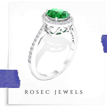 Load image into Gallery viewer, 1.30 CT Pear Shaped Emerald Certified Diamond Halo Engagement Ring, Solitaire Teardrop Green Gemstone Wedding Rings, May Birthstone Promise Ring Gifts, 14K White Gold, Size:US 6.0