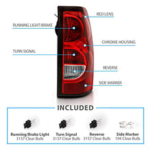 Load image into Gallery viewer, AmeriLite for 2003-2006 Chevy Silverado Replacement OE Style Ruby Red Taillights Rear Brake Lamp Assembly w/Bulb and Harness Set - Passenger and Driver Side