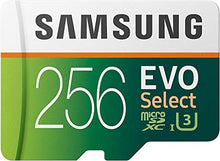 Load image into Gallery viewer, SAMSUNG ELECTRONICS EVO Select 256GB MicroSDXC UHS-I U3 100MB/s Full HD & 4K UHD Memory Card with Adapter (MB-ME256HA)