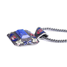 Load image into Gallery viewer, Lapis Lazuli Enameled Stainless Steel Pendant With Hematite Beads Necklace 18" Fashion Jewelry for Women Gift