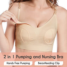 Load image into Gallery viewer, haakaa Pumping Bra Hands Free 3-in-1 Nursing Bras for Breastfeeding, Adjustable Wireless Comfortable Breastfeeding Bra, Suitable for Medela,Lansinoh,Philips Avent,Spectra etc(1 Pack, Beige, Large)