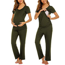 Load image into Gallery viewer, Ekouaer Women's Maternity Sleepwear Nursing Pajamas for Breast Feeding Nursing Pjs Army Green XXL