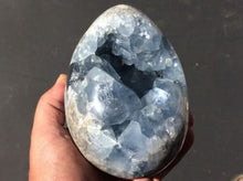 Load image into Gallery viewer, Crystal AgateLarge Celestite Crystal Egg Rare Natural Ice Sky Blue Celestine Geode Sparkling Cluster Druzy Reiki Madagascar Specimen Metaphysical Healing Mineral Quartz Stone