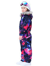 Load image into Gallery viewer, SNBOCON Kids Waterproof Colorful One Piece Coveralls Ski Suits Snowsuits Winter Jumpsuits Snowboarding (150cm,Star)