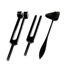 Load image into Gallery viewer, Limited Edition - Full Tactical Black - Grudge Style Set of 5 pcs Reflex Percussion Taylor Hammer + Penlight + Tuning Fork C 128 C 512 + Bandage Scissors 5.5"