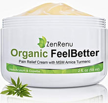Load image into Gallery viewer, Organic Pain Relief Cream by ZenRenu - MSM Turmeric Arnica, Helichrysum | Made in USA - Muscles, Joints, Back, Neck & Skin Conditions