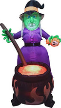 Load image into Gallery viewer, 6 FT Halloween Inflatable Witch with Cauldron Inflatable with Projected 3D Fake Fire Light and Build-in LEDs Blow Up Inflatable for Halloween Party Indoor, Outdoor, Yard, Garden, Lawn Decorations