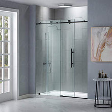 Load image into Gallery viewer, WOODBRIDGE MBSDC6076-MBL Frameless Sliding Glass Shower Door | 56"-60"W x 76"H | Matte Black Finish