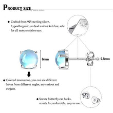 Load image into Gallery viewer, Fansilver Moonstone Earrings 925 Sterling Silver Rainbow Moonstone Stud Earrings Tiny Small Earrings Moonstone Jewelry for Women Hypoallergenic Earrings