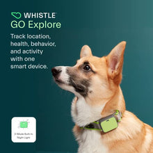Load image into Gallery viewer, Whistle GO Explore GPS + Health + Fitness Dog Tracker Plus Health & Fitness Monitor, Waterproof, Safe Place Escape Alerts, Built-in Light, Fits on Dog Collar, for Dogs 25 lbs and up Green