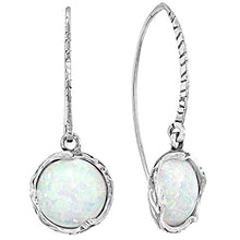 Load image into Gallery viewer, 925 Sterling Silver White Opal Dangle Earrings For Women; Vintage Style White Opal October Birthstone Jewelry for Women; Dangling White Stone Earrings