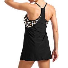Load image into Gallery viewer, Zando Tankini Bathing Suits for Women 2 Piece Mesh Swimsuits Tankini Tops Plus Size Swimsuit Best Tummy Control Swimwear Two Piece Swim Dress High Waisted Swimsuits for Women Aurora Black 6-8
