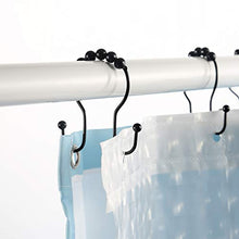 Load image into Gallery viewer, Goowin Shower Curtain Hooks, 12 Pcs Shower Curtain Rings, Stainless Steel Roller Rust-Resistant Balance Sliding Anti-Drop Double Shower Hooks for Curtain Bathroom Shower Curtains (Black)