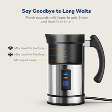Load image into Gallery viewer, Miroco Milk Frother, Electric Milk Steamer Stainless Steel, Automatic Hot and Cold Milk Frother Warmer with Heat Froth Whisks for Latte, Coffee, Hot Chocolates, Cappuccino, Heater with Strix Control