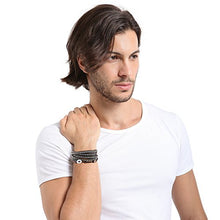 Load image into Gallery viewer, MOWOM Alloy Genuine Leather Bracelet Bangle Cuff Rope for Women Boys Kids Gemstone Beads Braided 3 Wraps & 5 Wraps Stone Adjustable Handmade Jewelry Gift