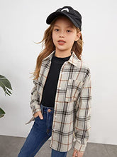 Load image into Gallery viewer, SHENHE Girl's Plaid Button Down Long Sleeve Drop Shoulder Collar Shirt Blouse Tops Multicolor 9Y