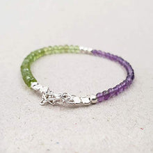 Load image into Gallery viewer, Natural Amethyst Bead Bracelet for Women Peridot Jewelry Sterling Silver August Birthstone Gift