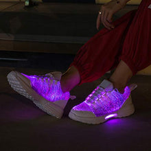 Load image into Gallery viewer, Hotdingding Fiber Optic LED Shoes Light Up Shoes for Women Men USB Charging Flashing Luminous Trainers for Festivals Christmas Party White