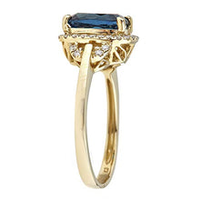Load image into Gallery viewer, Gin & Grace 10K Yellow Gold Genuine London Blue Topaz Ring with Diamonds for women | Ethically, authentically & organically sourced (Cushion-cut) shaped London Blue Topaz hand-crafted jewelry for her | London Blue Topaz Ring for women
