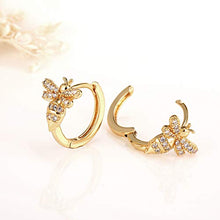 Load image into Gallery viewer, Richapex 18k Gold Plated Insect Earrings Cute Bumble Bee Cubic Zirconia Hoop Cuff Earrings Stud Hypoallergenic