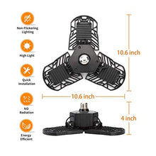 Load image into Gallery viewer, Garage Lights, LED Deformable Garage Light, Ultra-Bright Shop Lightning with 3 Adjustable Panels, Garage Ceiling Light for Workshop/Warehouse (60W)