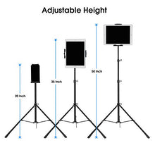 Load image into Gallery viewer, Raking Tablet Tripod,Portable Height Adjustable Tripod Stand,360 Degree Rotating Tripod Mount for 4.7-12 inch iPhone, iPad, Samsung, Kindle Fire, Bluetooth Remote Shutter As Gift