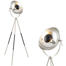 Load image into Gallery viewer, Kira Home Sulis 58" Industrial Modern Tripod Floor Lamp + 9W LED Bulb (Energy Efficient/Eco-Friendly), Leather Accent Legs, Satellite Shade, Brushed Nickel Finish