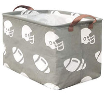 Load image into Gallery viewer, BOOHIT Rectangular Storage Basket,Nursery Hamper Canvas Fabric Toy Storage Organizer Bin,Waterproof Storage Box,Laundry Basket for Kid Rooms,Playroom,Shelves,Toy Basket,Gift Basket(Football)