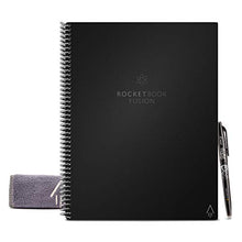 Load image into Gallery viewer, Rocketbook Fusion Smart Reusable Notebook - Calendar, To-Do Lists, and Note Template Pages with 1 Pilot Frixion Pen & 1 Microfiber Cloth Included - Infinity Black Cover, Letter Size (8.5" x 11")