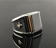 Load image into Gallery viewer, KAR 925K Stamped Sterling Silver Black Onyx Men's Ring K6F (10.25)