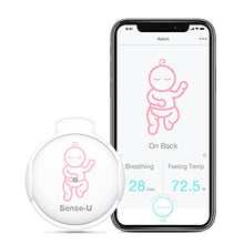 Load image into Gallery viewer, Sense-U Baby Breathing Monitor - Tracks Baby's Breathing Movement, Temperature, Rollover and Sleeping Position for Baby Safety with Audio Alarm on Smartphones, Pink