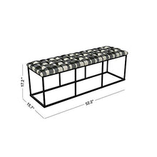 Load image into Gallery viewer, HomePop Upholstered Button Tufted Decorative Bench with Metal Base, Black and White Plaid